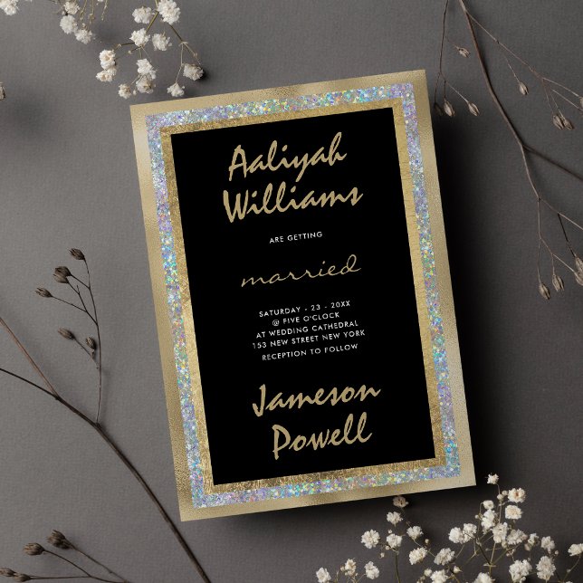 Hochzeit in handgeschriebenem schwarzsilberfarbene einladung (Black silver gold handwritten calligraphy wedding)