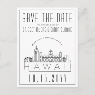 Hochzeit in Hawaii   Stilisierte Skyline Save the  Postkarte