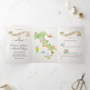 Hochzeit in Italien Tri-Fold Einladung