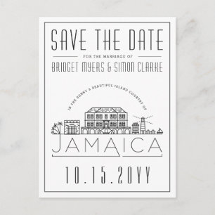 Hochzeit in Jamaika Save the Date stilisierte Skyl Postkarte