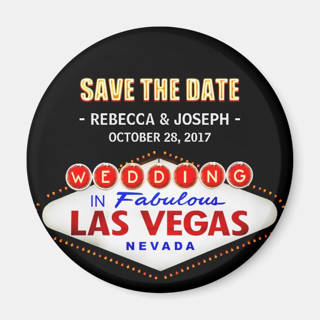 Hochzeit in Las Vegas - Neon Save the Date Magnet (Vorne)