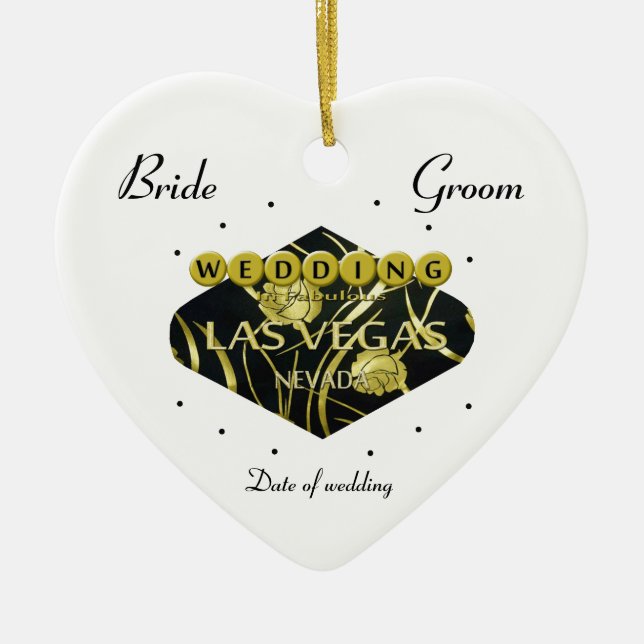 Hochzeit in Las Vegas Personalisierte Keramik Keramik Ornament (Vorne)