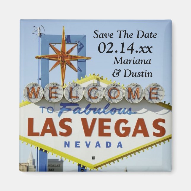 Hochzeit in Las Vegas speichern Sie das Date Magne Magnet (Vorne)