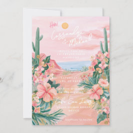 Hochzeit in Mexiko als Reiseziel in Rosa Einladung
