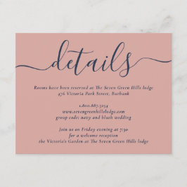 Hochzeit in Navy Blue und Blush Modern Script Begleitkarte