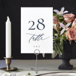 Hochzeit in Navy Blue und White Calligraphy Tischnummer<br><div class="desc">Moderne Hochzeitsszene Tischnummer - modern und eindrucksvoll - Teil einer Sammlung</div>