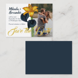 Hochzeit in Navy und Gold Rett-the-Date Hinweiskarte