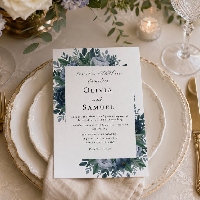 Hochzeit in Navy und Hellblau Einladung (Von Creator hochgeladen)