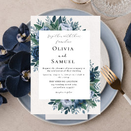 Hochzeit in Navy und Hellblau Einladung