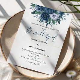 Hochzeit in Navy und Hellblau Einladung