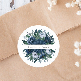 Hochzeit in Navy und Hellblau Runder Aufkleber