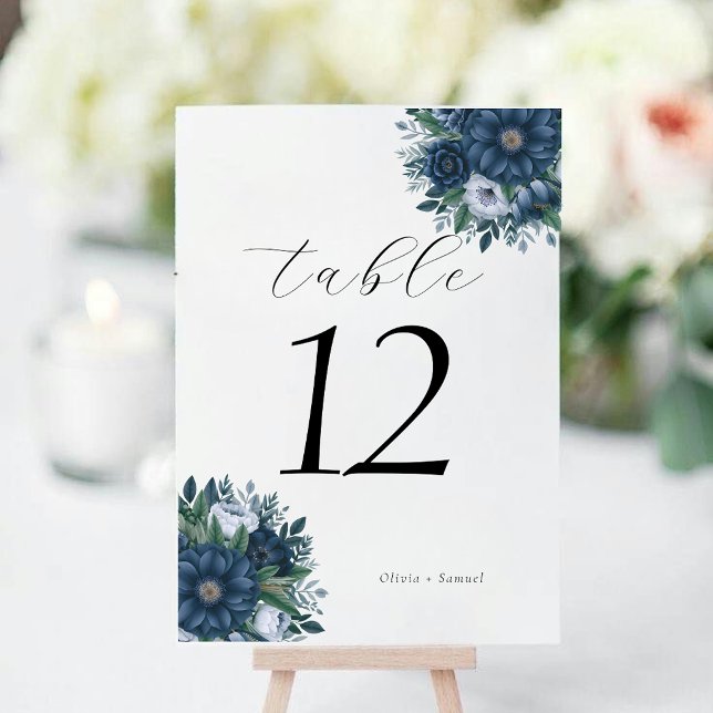 Hochzeit in Navy und Hellblau Tischnummer (Von Creator hochgeladen)