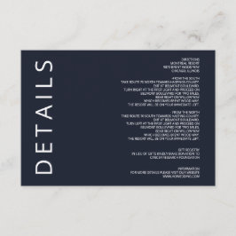 Hochzeit in Navy und White Elegante Moderne Minima Begleitkarte