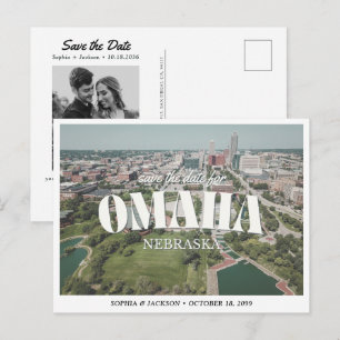 Hochzeit in Omaha - Save-the-Date mit Retro-Silhou Postkarte
