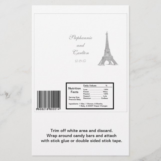 Hochzeit in Paris Hershey's Large Bar Wrapper (Vorderseite)