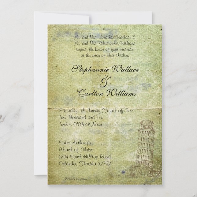Hochzeit in Pisa Einladung (Vorderseite)