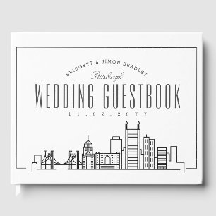 Hochzeit in Pittsburgh   Moderner Deko Skyline Gästebuch
