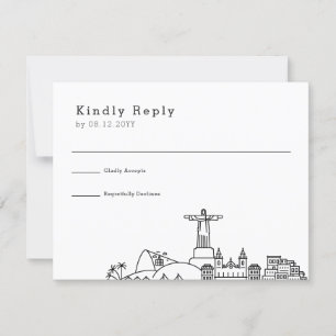 Hochzeit in Rio De Janeiro   Stilisierte Skyline-U RSVP Karte