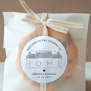 Hochzeit in Rom   Begrüßung Runder Aufkleber
