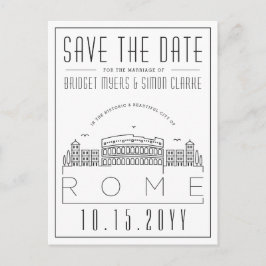Hochzeit in Rom | Stilisierte Skyline Save the Dat Postkarte