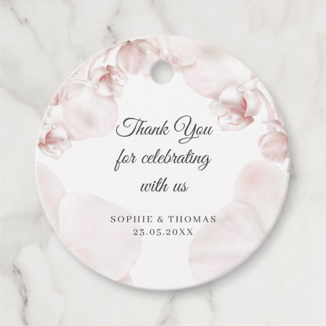 Hochzeit in Rosa-Orchideen Geschenkanhänger (Vorderseite)