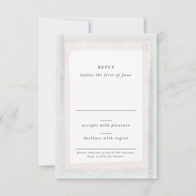 Hochzeit in Rosa und Blau RSVP Karte (Vorderseite)