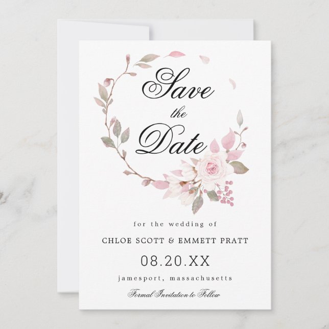 Hochzeit in Rosa und Weiß Save The Date (Vorderseite)