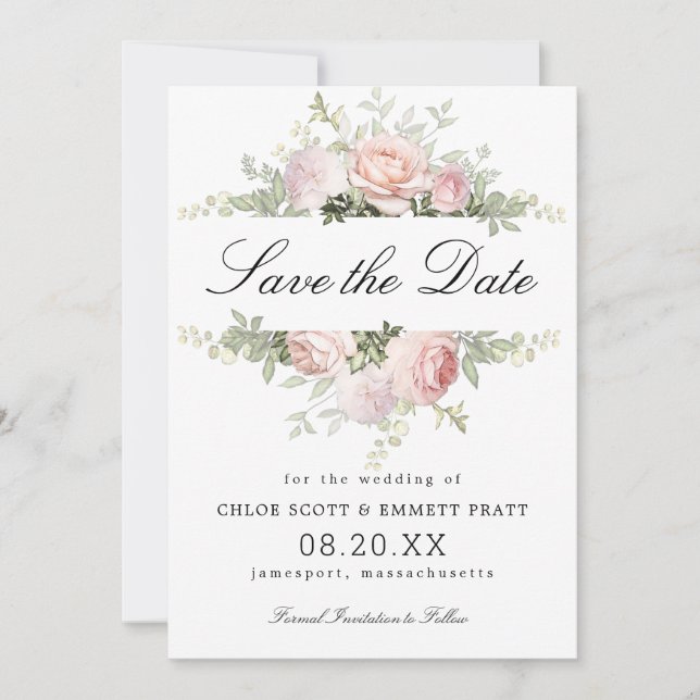 Hochzeit in Rosa und Weiß Save The Date (Vorderseite)
