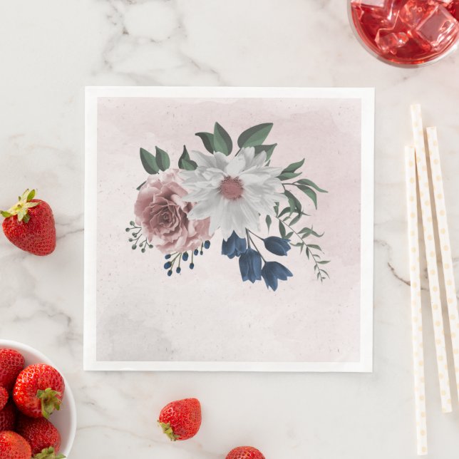 Hochzeit in Rosa-Weiß-Blumen Serviette (Beispiel)