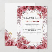 Hochzeit in Rot-Weiß-Aquarell Einladung