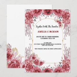 Hochzeit in Rot-Weiß-Aquarell Einladung