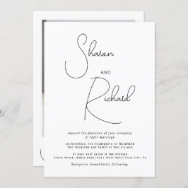 Hochzeit in Schwarz-Weiß-Foto in Script-Kalligrafi Einladung