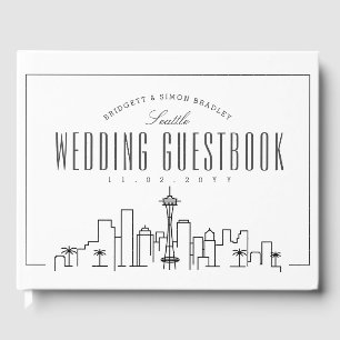 Hochzeit in Seattle   Moderner Deko Skyline Gästebuch