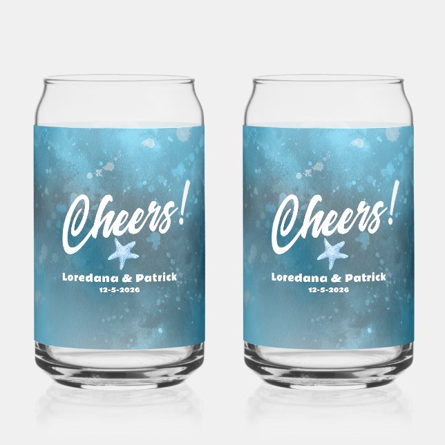 Hochzeit in tiefblauem Meer Dosenglas (Vorderseite)