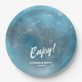 Hochzeit in tiefblauem Meer Pappteller