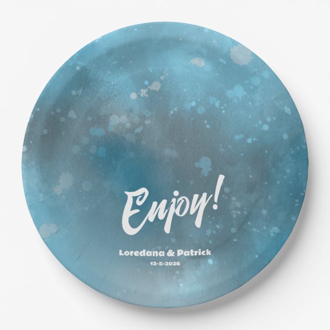 Hochzeit in tiefblauem Meer Pappteller (Vorderseite)