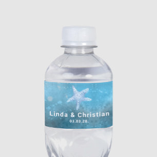 Hochzeit in tiefblauem Meer Wasserflaschenetikett
