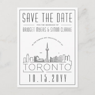 Hochzeit in Toronto, Kanada Skyline Save the Date Postkarte