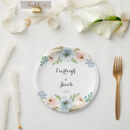 Hochzeit in trostfreiem Blau und Rosa Pappteller