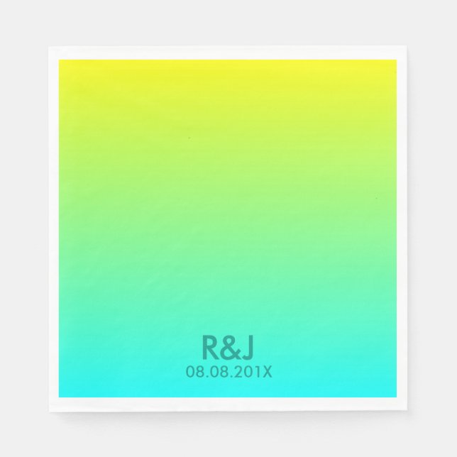 Hochzeit in türkisfarbenem Gelb Serviette (Vorderseite)