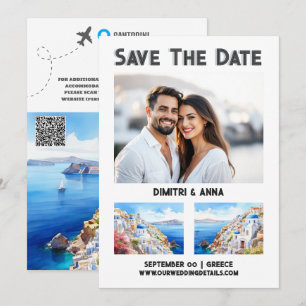 Hochzeit in Urlaubsort an der Küste von Santorin S Save The Date