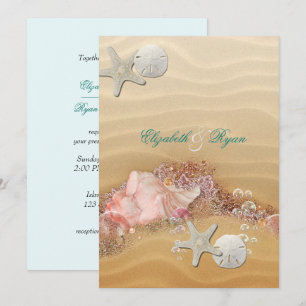Hochzeit in Urlaubsort Beach Starfish Seashells Einladung