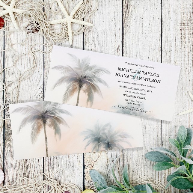 Hochzeit in Urlaubsort Beach Tropical Island Palm Einladung (Von Creator hochgeladen)
