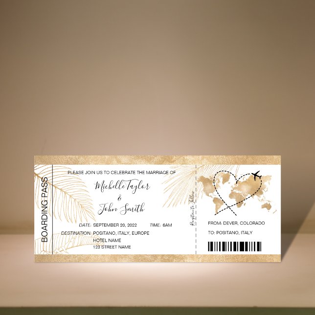 Hochzeit in Urlaubsort Boarding Pass Flugzeug Icon Einladung (Von Creator hochgeladen)