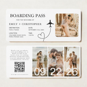 Hochzeit in Urlaubsort Boarding Pass Flugzeug Tick