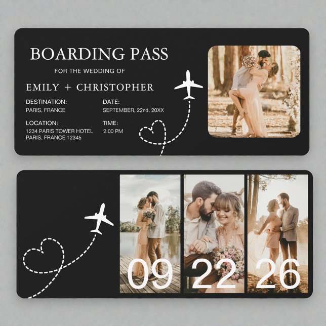 Hochzeit in Urlaubsort Boarding Pass Flugzeug Tick (Von Creator hochgeladen)