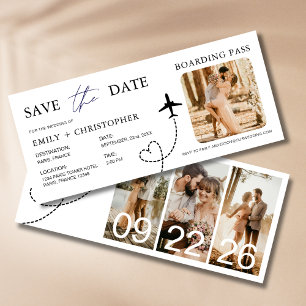 Hochzeit in Urlaubsort Boarding Pass Flugzeug Tick