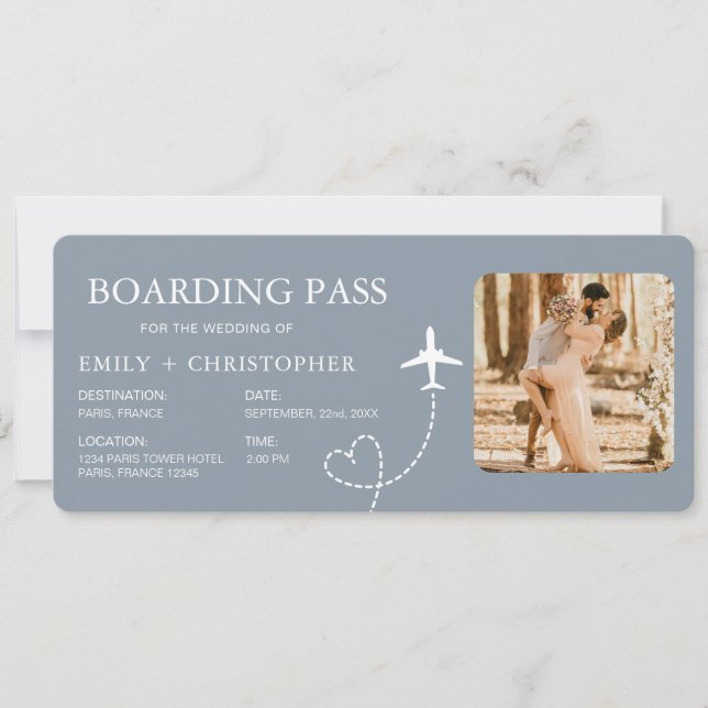 Hochzeit in Urlaubsort Boarding Pass Flugzeug Tick (Vorderseite)