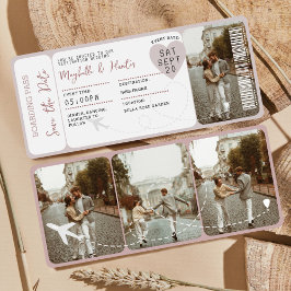 Hochzeit in Urlaubsort Boarding Pass Flugzeug Tick Einladung