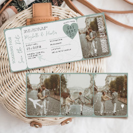 Hochzeit in Urlaubsort Boarding Pass Flugzeug Tick Einladung